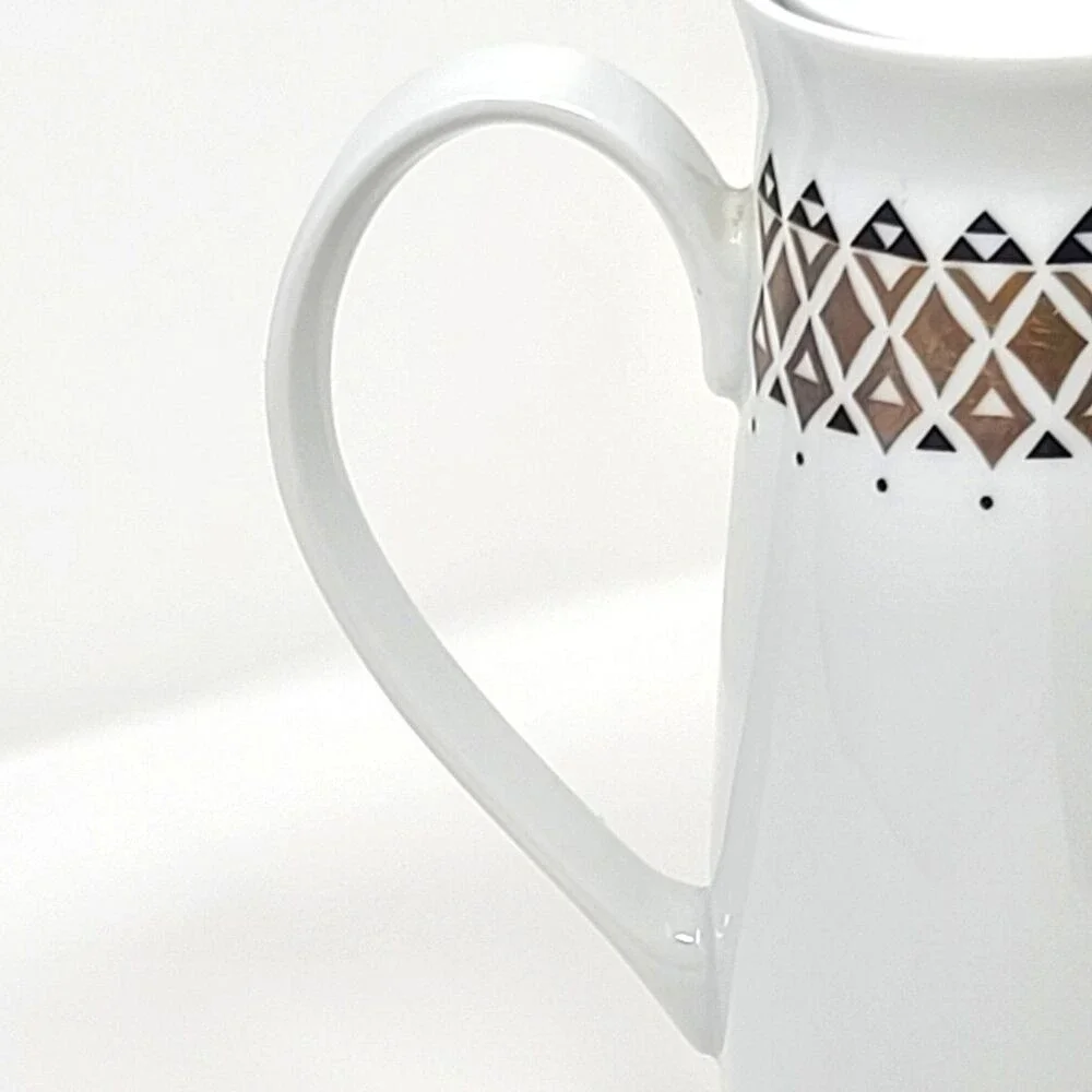 Vintage Mid Century German Porcelain Coffee Pot Lettin Gold Geometric 9